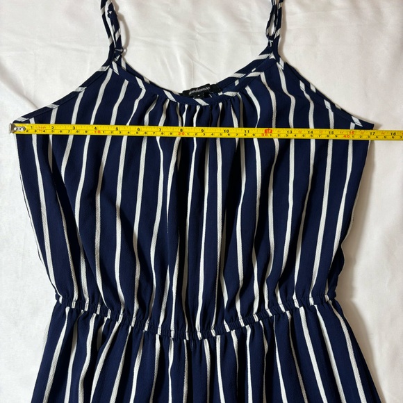 Ambiance Jumpsuit Spaghetti Strap Cropped Length Striped Blue White Size Small - Picture 12 of 15